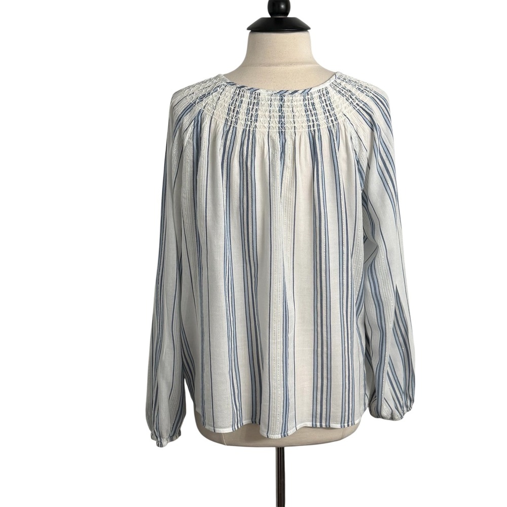 Crown & Ivy Women's Long Raglan Sleeve Smocked Neck Top - Picture 7 of 8